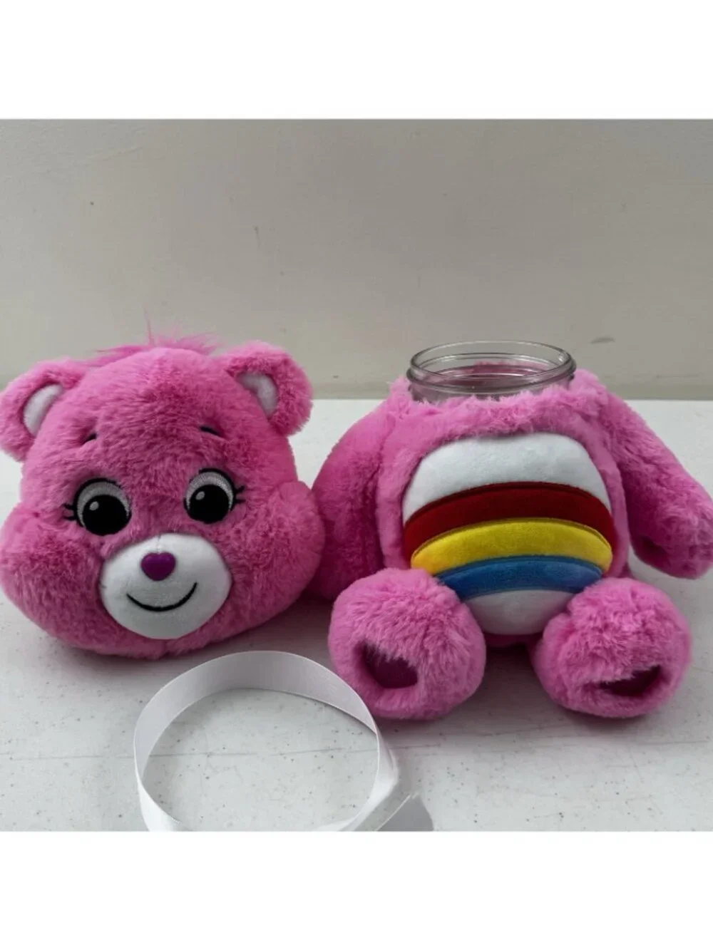 Bear Stash Jar Pink Cheer Bear Plush Hide Valuables Secret Storage